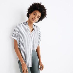 Striped Madewell Button Down Short Sleeve Top, NWT
